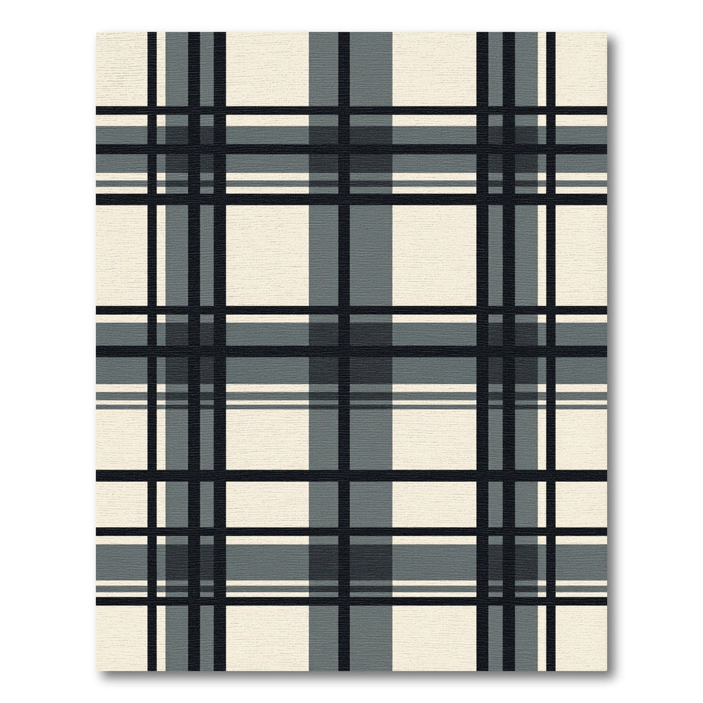Classic Black Gray Plaid Weave Rug