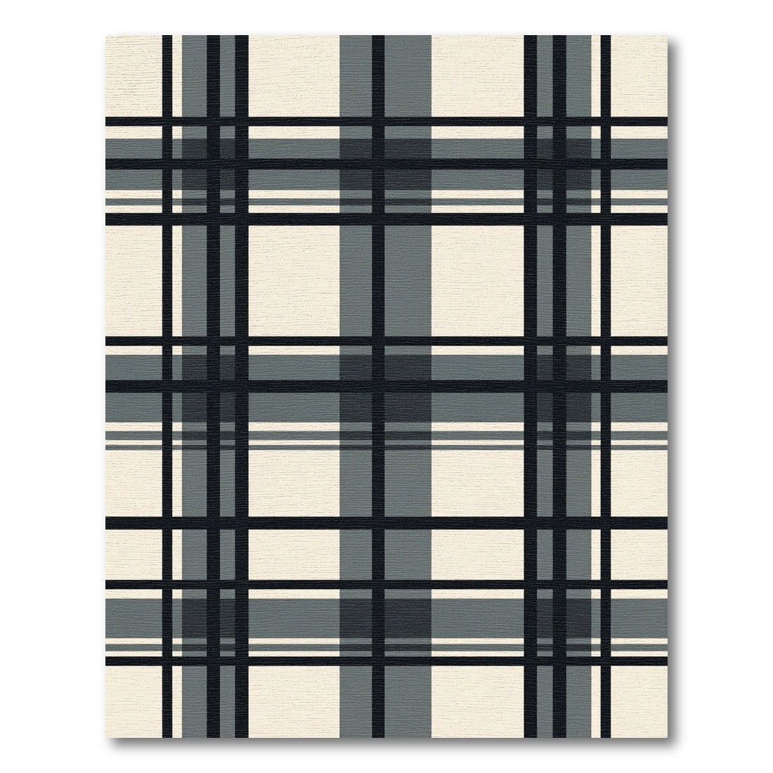 Classic Black Gray Plaid Weave Rug