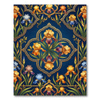 Ornate Iris Floral Navy Gold Rug