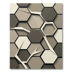 Neutral Toned Hexagonal Overlay Rug