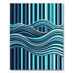 Deep Ocean Blue Wave Stripes Rug
