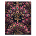 Pink Peacock Feather Art Deco Fan Rug