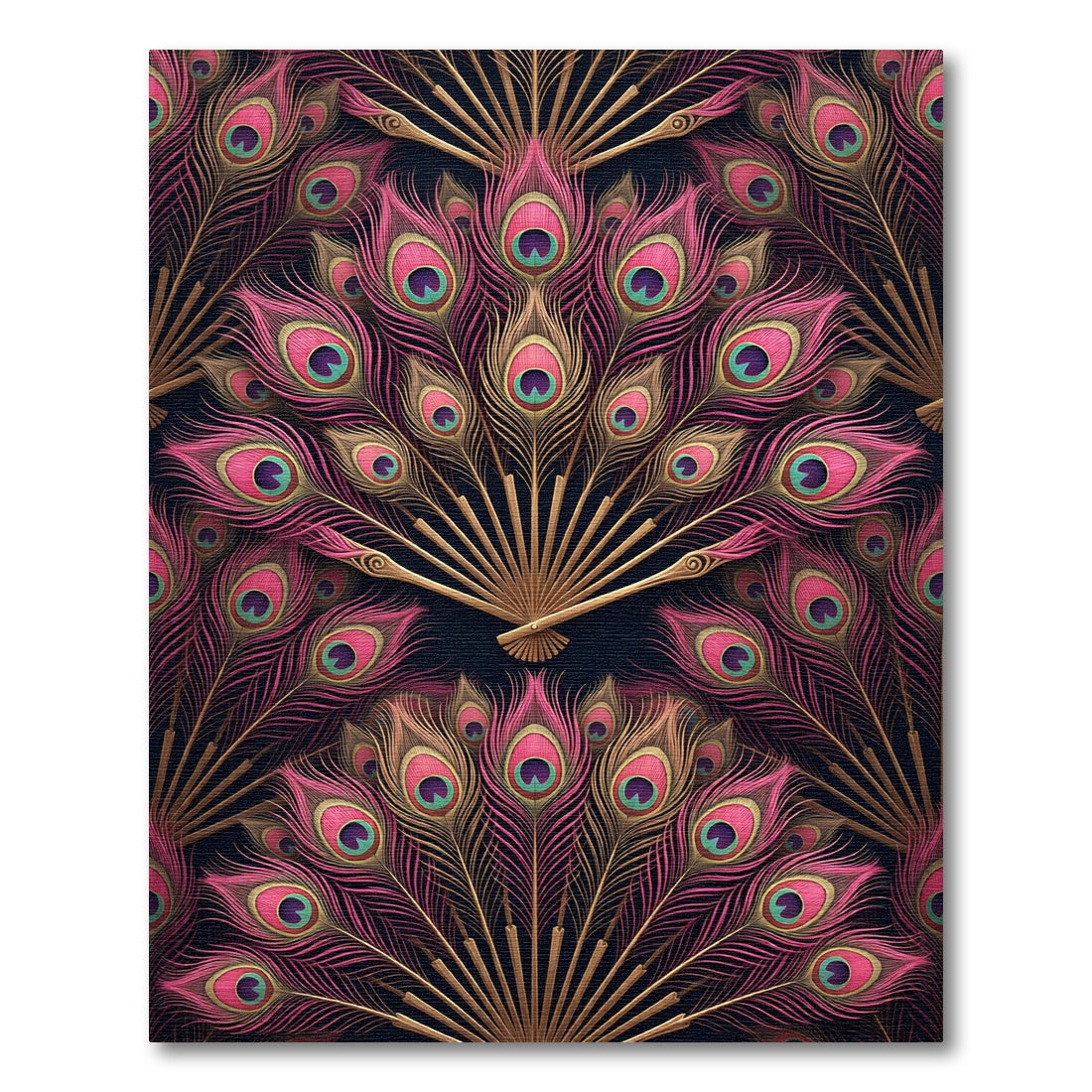 Pink Peacock Feather Art Deco Fan Rug