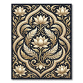Ornate Golden Lotus Scrollwork Rug