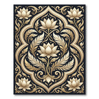 Ornate Golden Lotus Scrollwork Rug