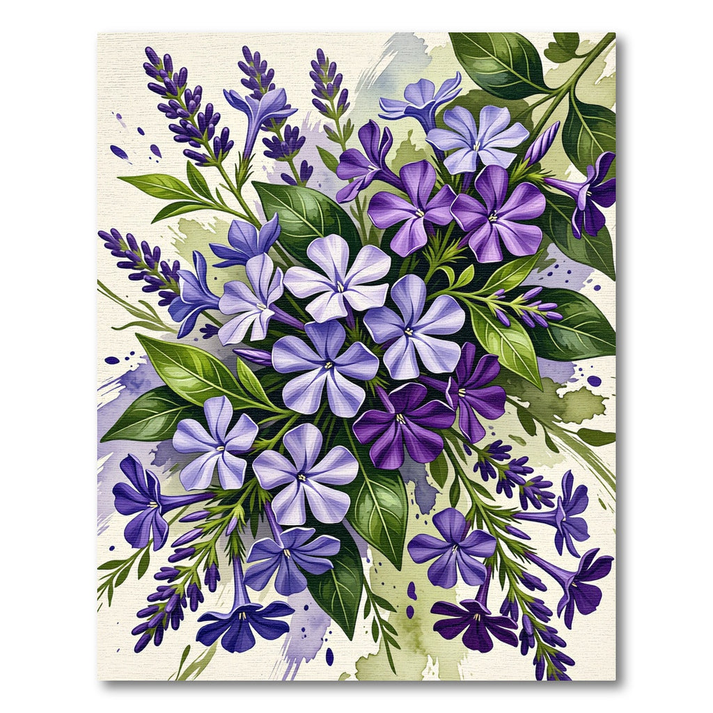 Watercolor Purple Phlox Garden Floral Rug