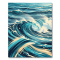 Dynamic Navy Blue Swirling Ocean Wave Rug