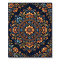 Floral Medallion Teal and Amber Gold Rug