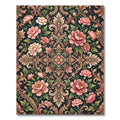 Dark Peony Floral Scrolling Medallion Rug