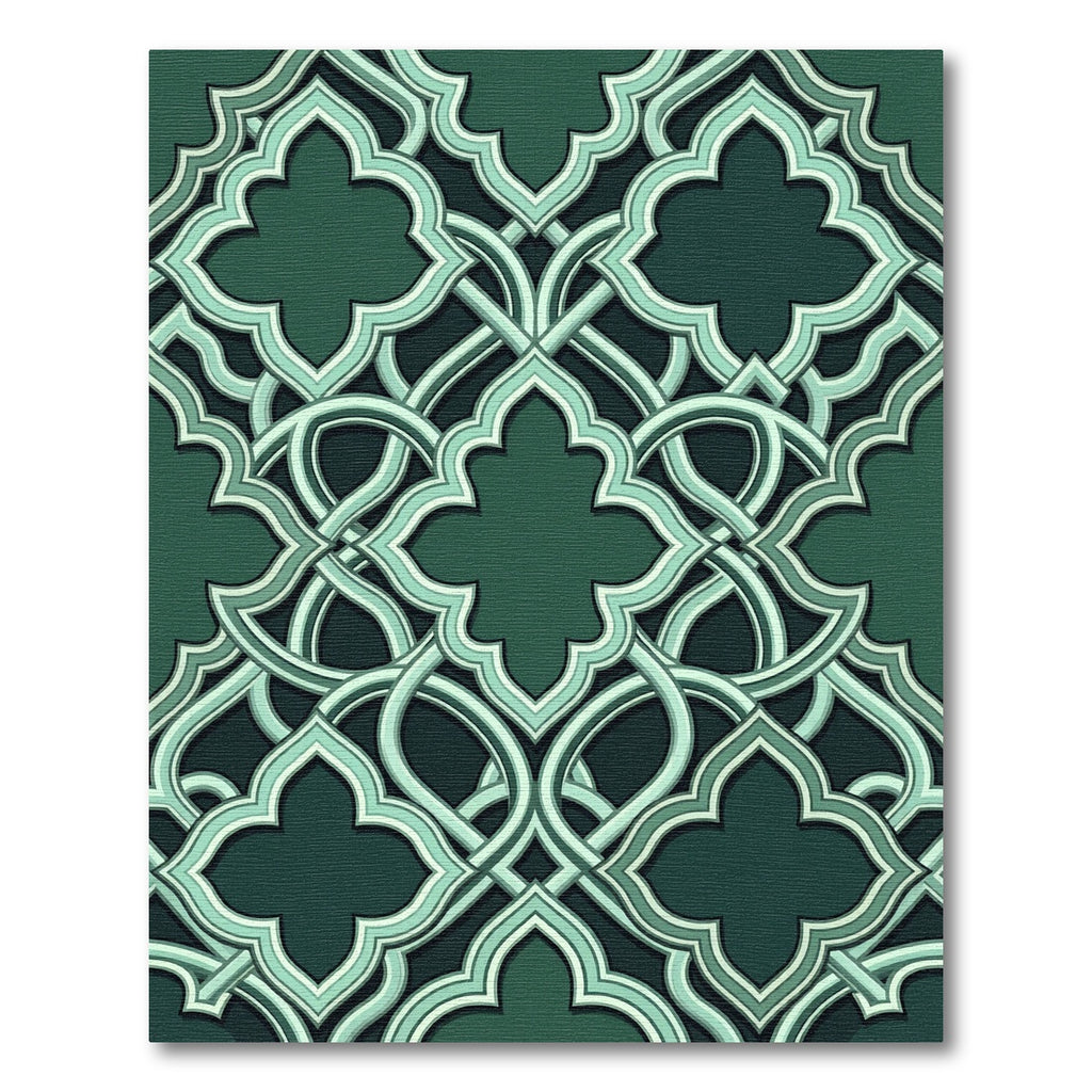 Deep Emerald Interlocking Arabesque Form Rug