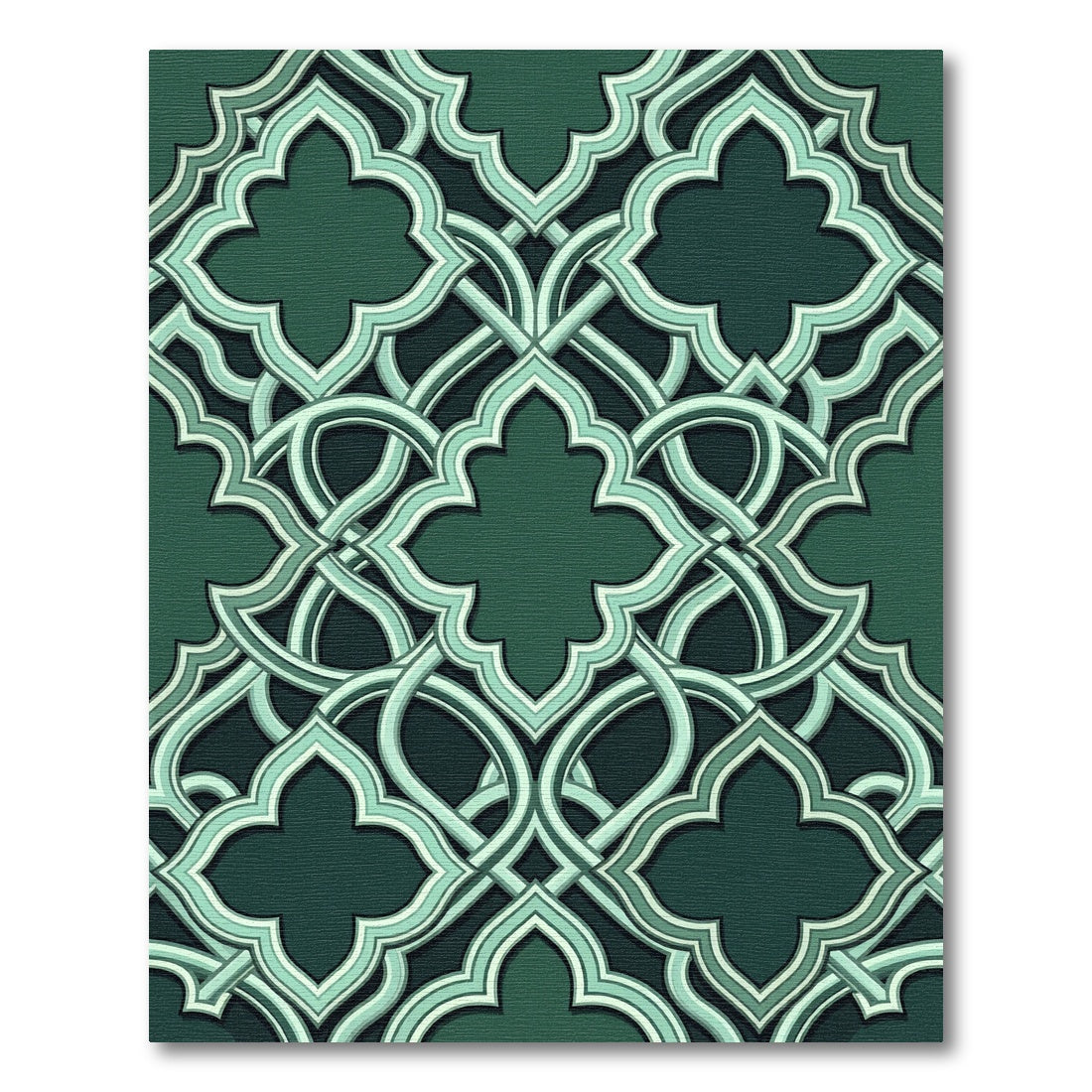 Deep Emerald Interlocking Arabesque Form Rug