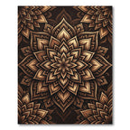 Detailed Gold Bronze Layered Lotus Medallion Rug