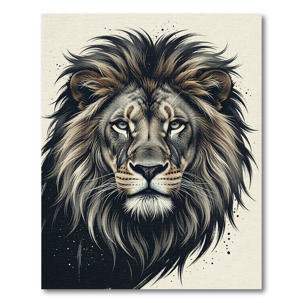Majestic Charcoal Lion Portrait Illustration Rug