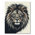 Majestic Charcoal Lion Portrait Illustration Rug