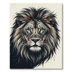 Majestic Charcoal Lion Portrait Illustration Rug
