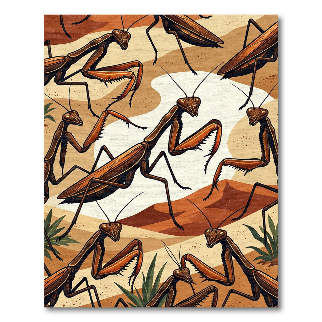 Elegant Amber Mantis Desert Illustration Rug