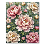 Soft Pink Ivory Peony Garden Blossoms Rug