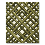 Olive Green Geometric Lattice Grid Rug