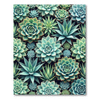 Lush Teal Succulent Botanical Flora Rug