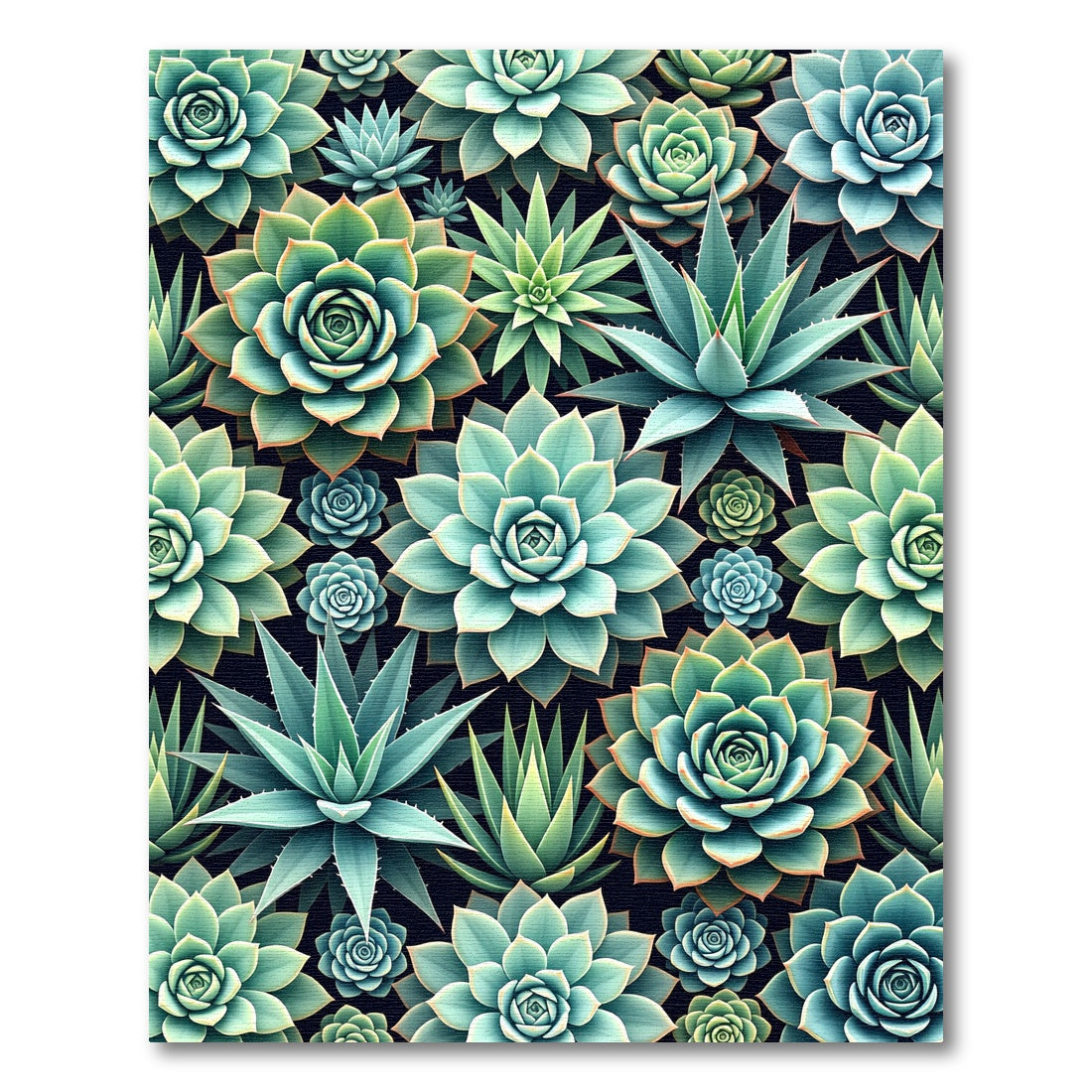 Lush Teal Succulent Botanical Flora Rug