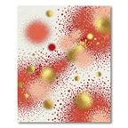 Abstract Crimson Dotted Gold Sphere Rug