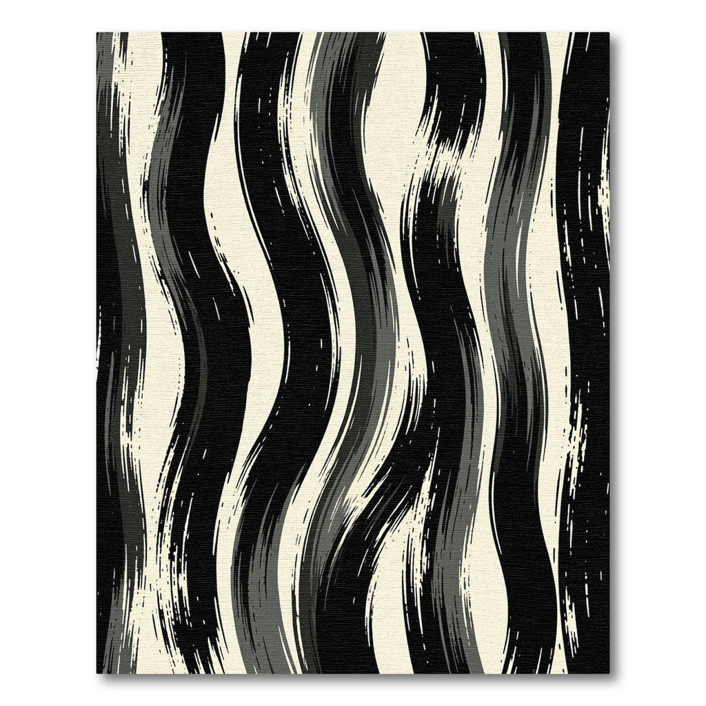 Abstract Monochrome Wavy Vertical Stripe Rug