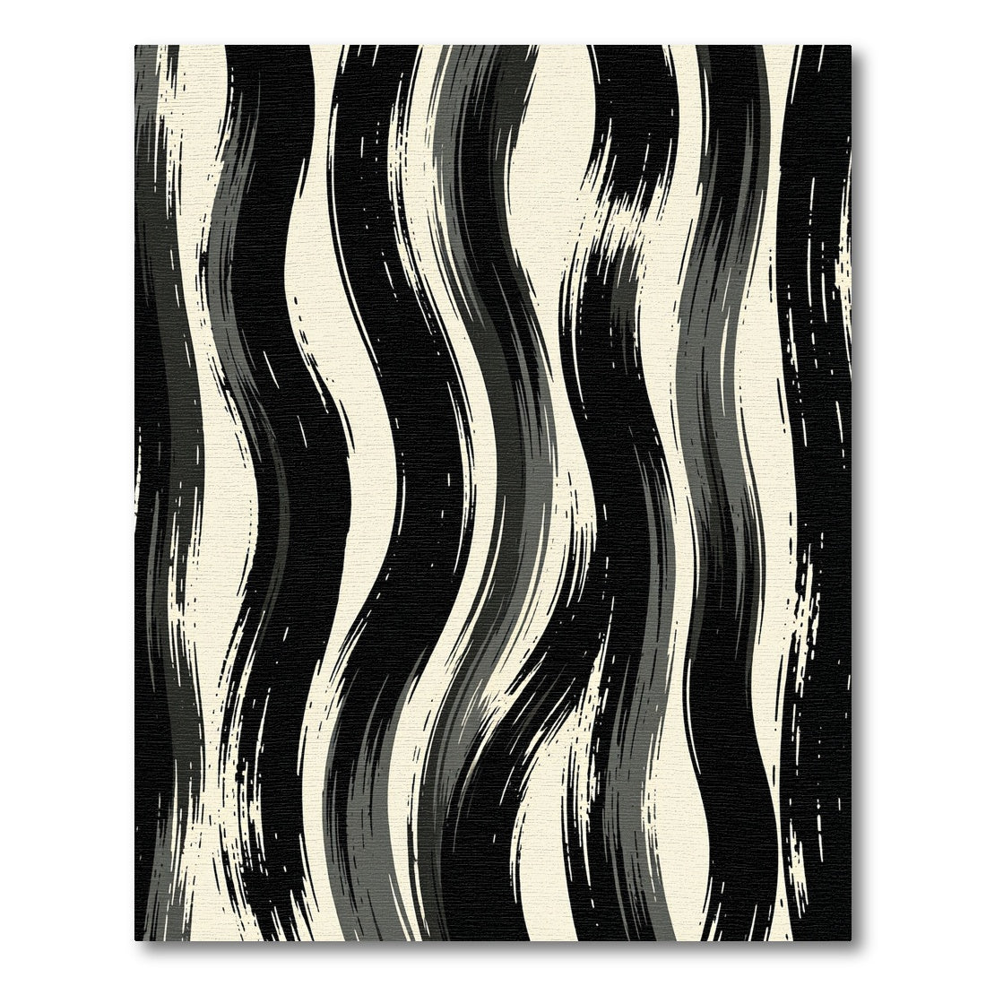 Abstract Monochrome Wavy Vertical Stripe Rug
