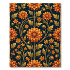Golden Orange Floral Vine Harmony Rug