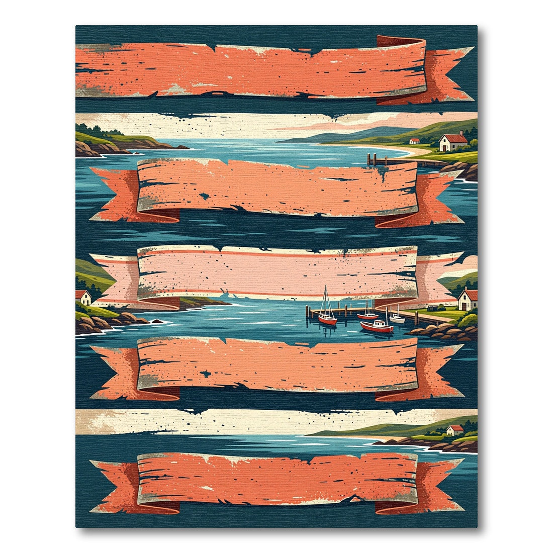 Coastal Harbor Layered Ribbon Landscape Rug