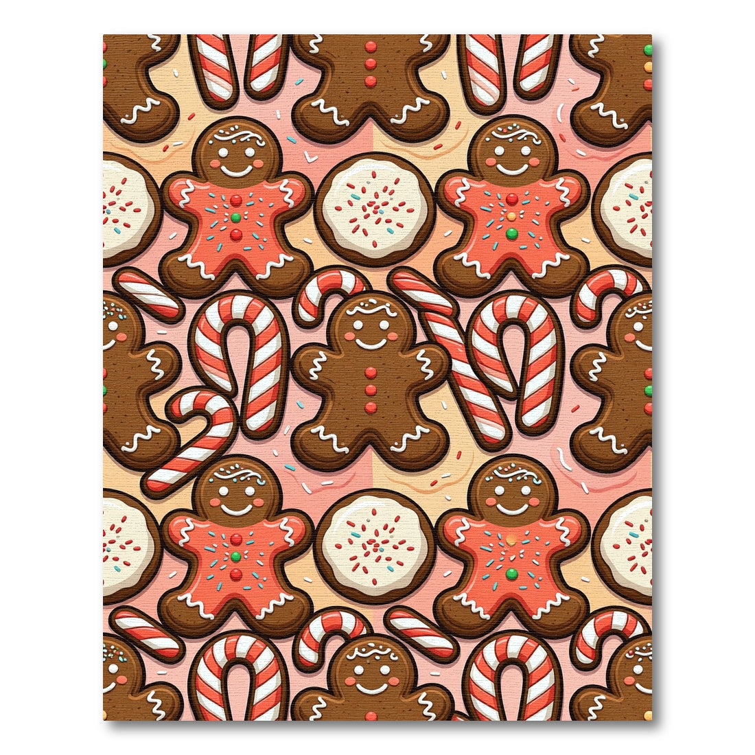 Cute Gingerbread Candy Cane Celebration Rug