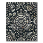 Monochromatic Floral Medallion Baroque Botanical Rug