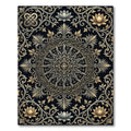 Gilded Lotus Mandala Charcoal Black Tapestry Rug