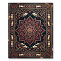 Midnight Crimson Gold Floral Lotus Rug