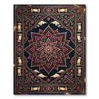 Midnight Crimson Gold Floral Lotus Rug