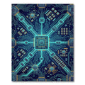 Luminous Neon Cybernetic Circuit Grid Rug