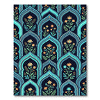 Teal Arch Floral Botanical Art Rug