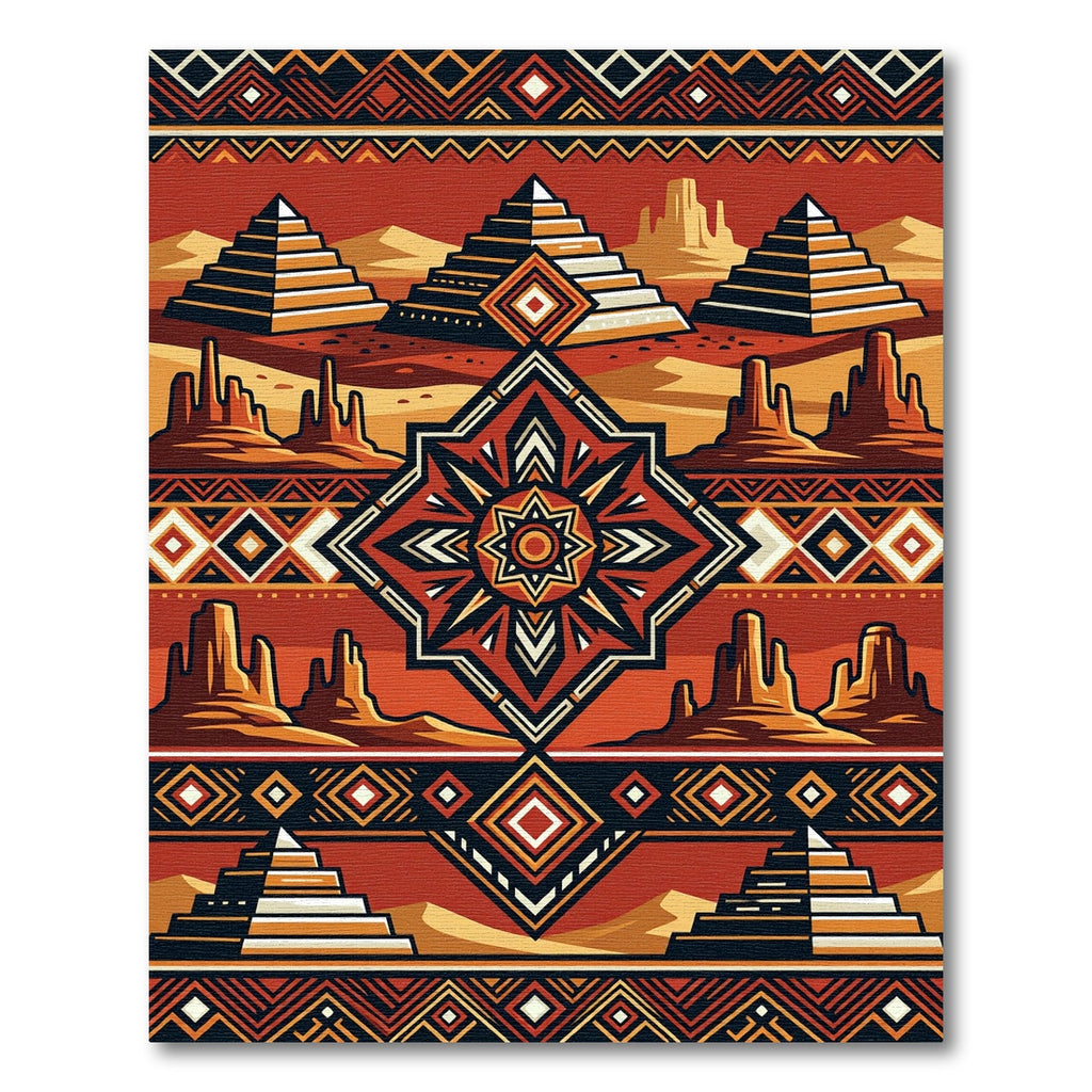 Desert Pyramids Terracotta Geometric Rug