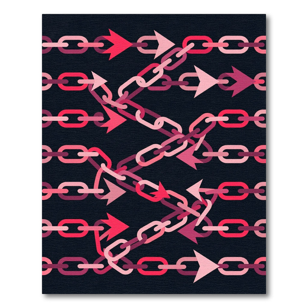 Bold Pink Interlocking Arrow Chain Link Rug