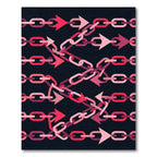 Bold Pink Interlocking Arrow Chain Link Rug