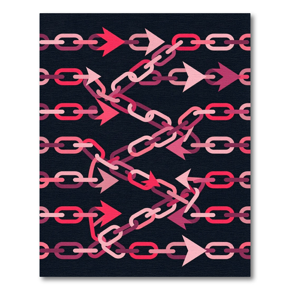 Bold Pink Interlocking Arrow Chain Link Rug