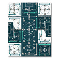 Modern Teal Navy Athletic Strategy Grid Rug
