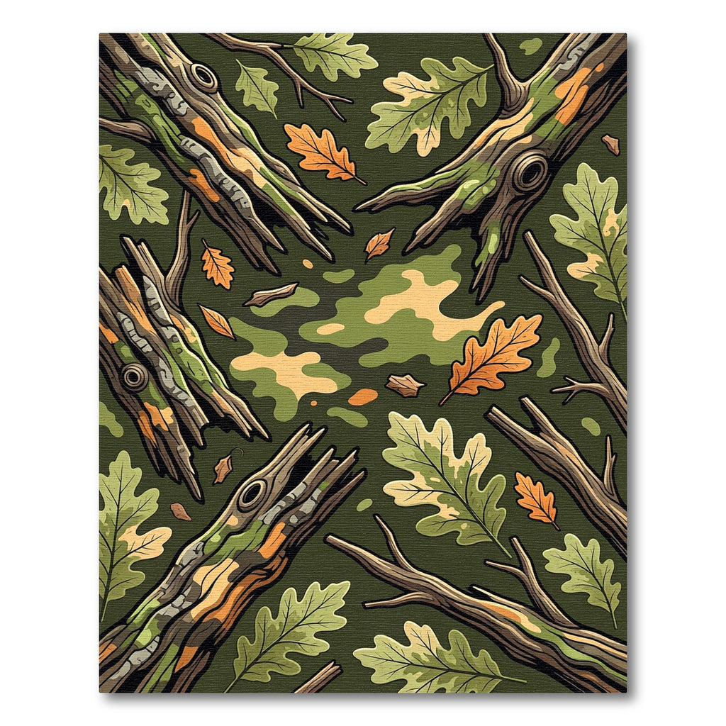 Earthy Forest Oak Branch Camo Rug