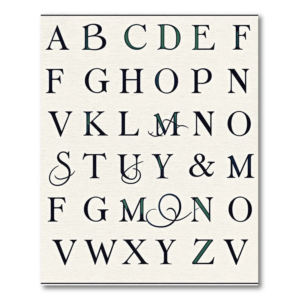 Classic Serif Alphabet Green Border Rug
