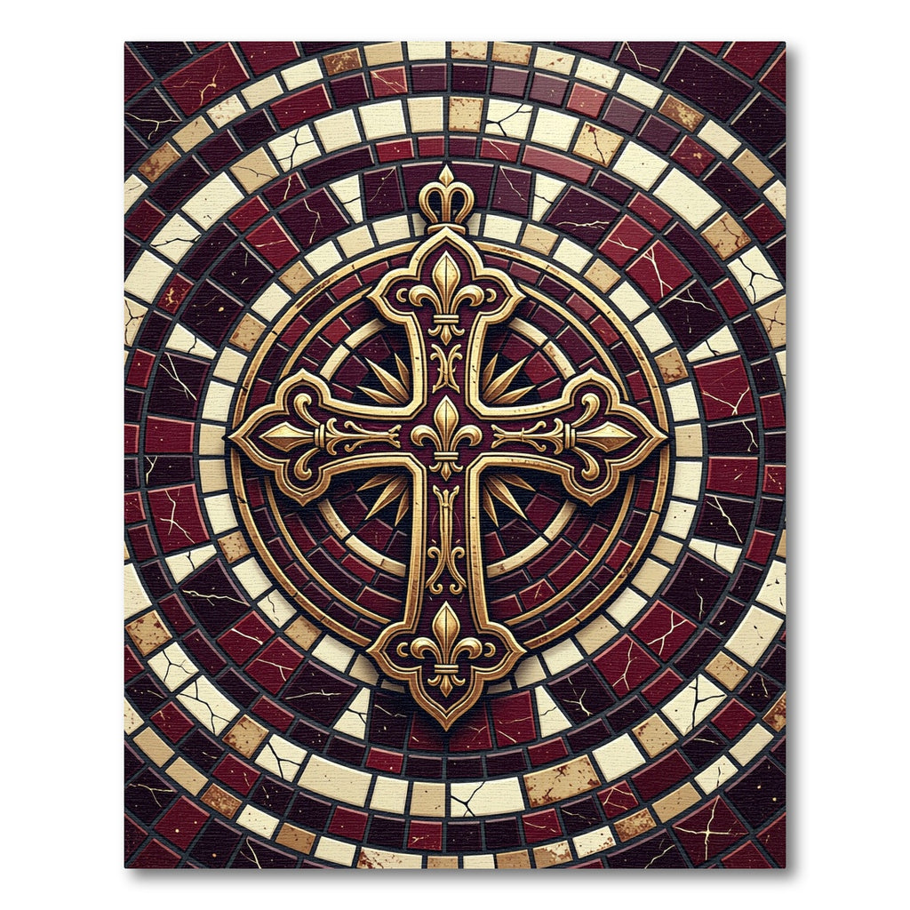 Gilded Fleur de Lis Deep Crimson Medallion Rug