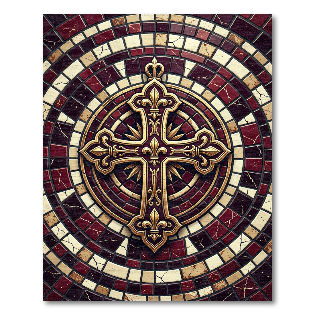 Gilded Fleur de Lis Deep Crimson Medallion Rug