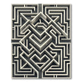 Monochrome Geometric Labyrinth Illusion Art Rug