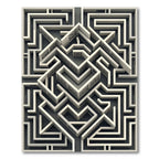 Monochrome Geometric Labyrinth Illusion Art Rug
