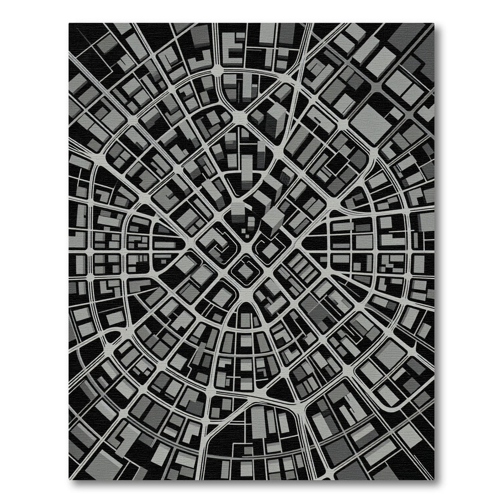 Modern Gray Urban Cityscape Grid Rug