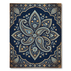 Ornate Midnight Blue Paisley Medallion Rug