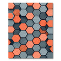 Modern Geometric Coral Gray Hexagons Rug